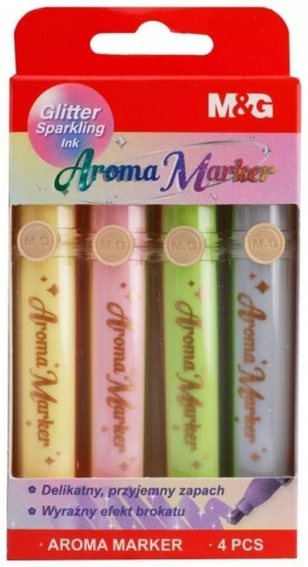 Markery zapachowe brokatowe, 4 kolory