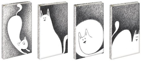Notatnik Narcissus White Cats 9x14 zestaw 4 wzory