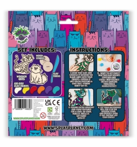 Zestaw do kolorowania plasteliną na drewnie - koty