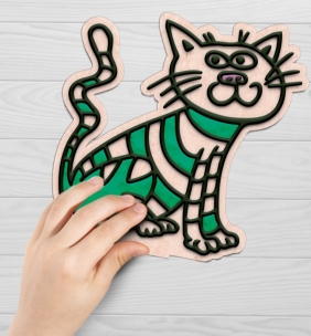 Zestaw do kolorowania plasteliną na drewnie - koty