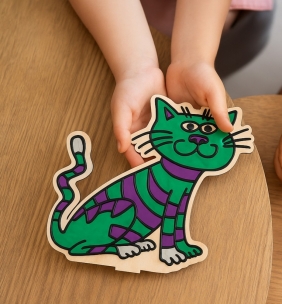 Zestaw do kolorowania plasteliną na drewnie - koty