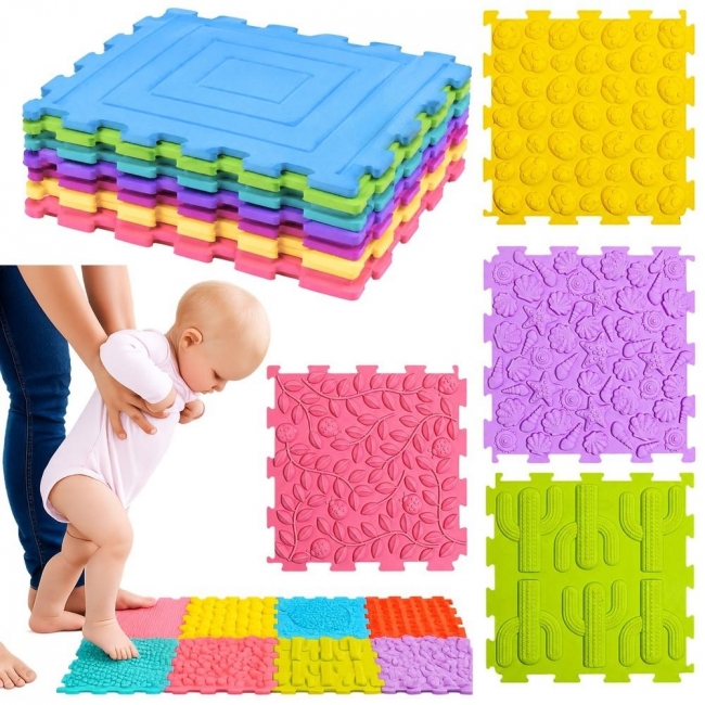 <img src='https://webimage.pl/pics/401/0/d5907990200401.jpg' style='height:440px' /> Puzzle 12 silikonowe sensoryczne podłogowe 25cm