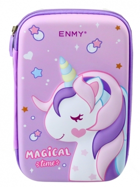 Piórnik rozkładany z jednorożcem fioletowy 23x15cm