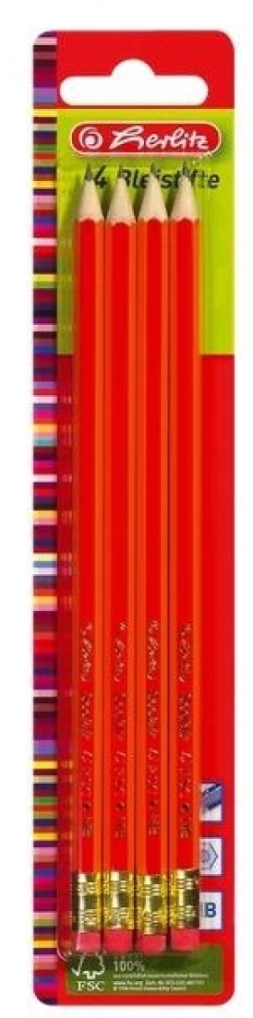 Ołówek drewniany HB z gumką 4 szt HERLITZ