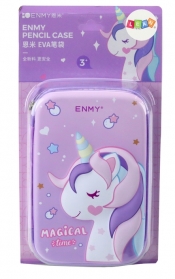 Piórnik rozkładany z jednorożcem fioletowy 23x15cm