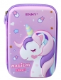 Piórnik rozkładany z jednorożcem fioletowy 23x15cm