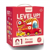 LEVEL UP! Zestaw dziecięcych puzzli dla początkujących - Pojazdy 8w1