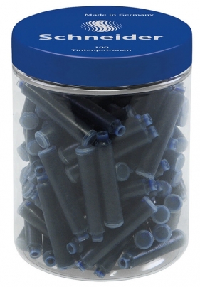 Naboje do piór Schneider, plastikowy słoik, 100 szt., niebieski