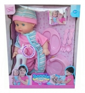 Lalka bobas Bonnie 30cm z akcesoriami różowe śpioszki