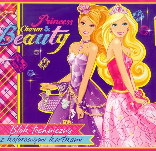 Blok techniczny A4 Barbie z kolorowymi kartkami 10 kartek Princess Charm and Beauty