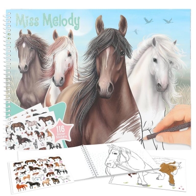 <img src='https://webimage.pl/pics/401/8/d4010070678401.jpg' style='height:440px' /> Kolorowanka z naklejkami Miss Melody 12978A