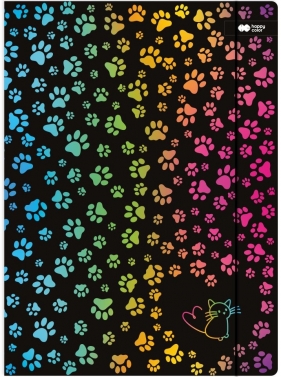 Teczka kartonowa z gumką łapki czarna UV 24x31cm - Miaow