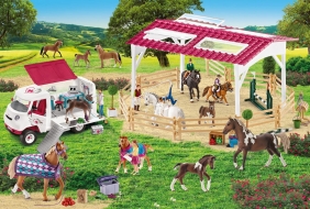 Puzzle 150: Wybieg dla koni + 2 figurki Schleich