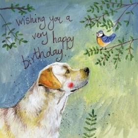 Karnet Urodziny AC706 Pies Sally i ptaszek