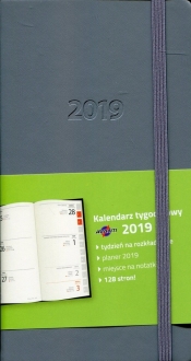Kalendarz 2019 książkowy tygodniowy Lux szary (KKDLTL)