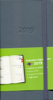 Kalendarz 2019 książkowy tygodniowy Lux szary (KKDLTL)