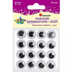 Oczy samoprzylepne, 16 szt. 15mm - czarne