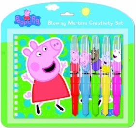 Zestaw markery Peppa 5szt + notes +szablon