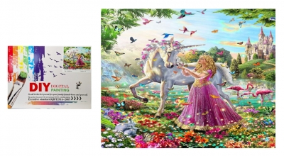 <img src='https://webimage.pl/pics/404/7/d5902496207404U1364.jpg' style='height:440px' /> Malowanie po numerach Jednorożec z księżniczką