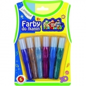 Farby do tkanin 3D Flamingo, 6 kolorów - brokatowe