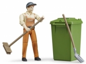 Figurka pracownika oczyszczania miasta + akcesoria