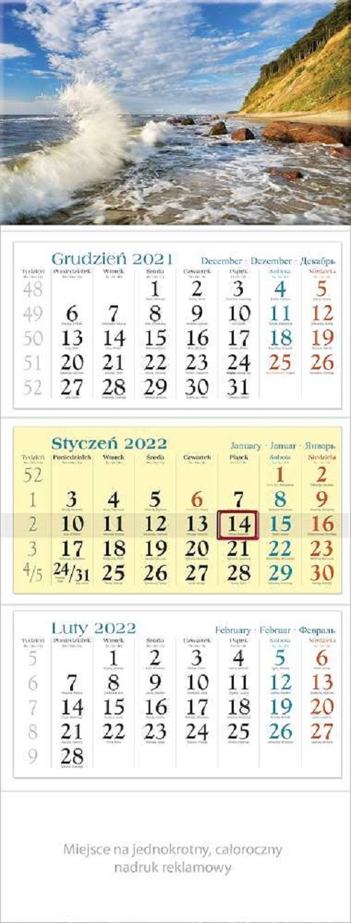 Kalendarz 2022 trójdzielny KT 02 BAŁTYK