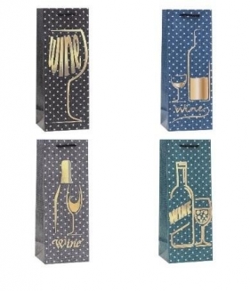Torebka ozdobna na butelkę 12x36x9cm mix ROZETTE