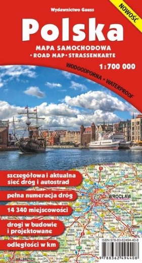 MAPA SAMOCHODOWA POLSKA 1:700 000 FOLIOWANA - Opracowanie zbiorowe