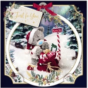 Kartka świąteczna 3D - Miś z workiem prezentów