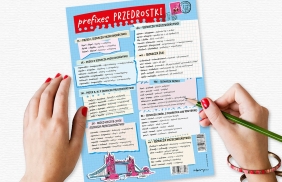 Dwustronna plansza/ściąga A4 - J. angielski przyimki
