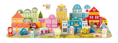 Drewniane kolorowe klocki Miasto – 115 elementów 92140