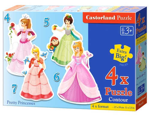 4x1 Puzzle Konturowe Pretty Princesses / B-04409