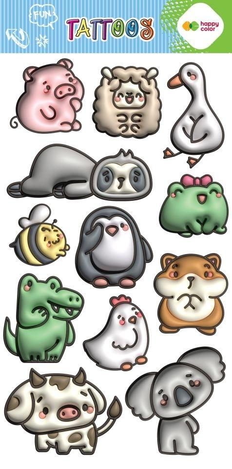 Tatuaże zmywalne Bubble Animals HAPPY COLOR