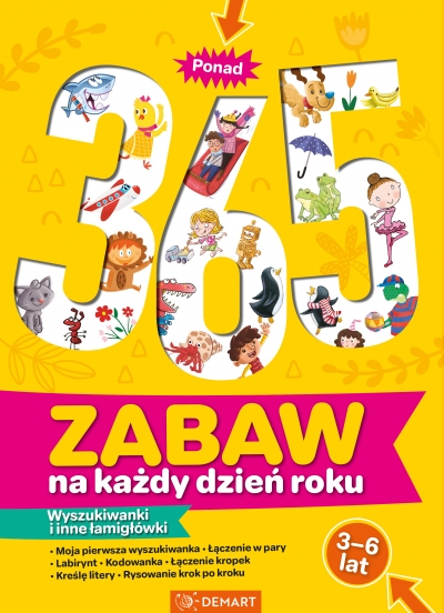 <img src='https://webimage.pl/pics/409/9/d9788379129409.jpg' style='height:440px' /> Ponad 365 zabaw na każdy dzień roku. Wyszukiwanki i inne łamigłówki. W 3-6 lat