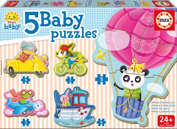 Puzzle Baby 19 elementów Zwierzęta w pojazdach (17141)