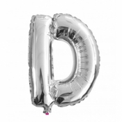 Balon Litera "D" 45,5cm srebrny