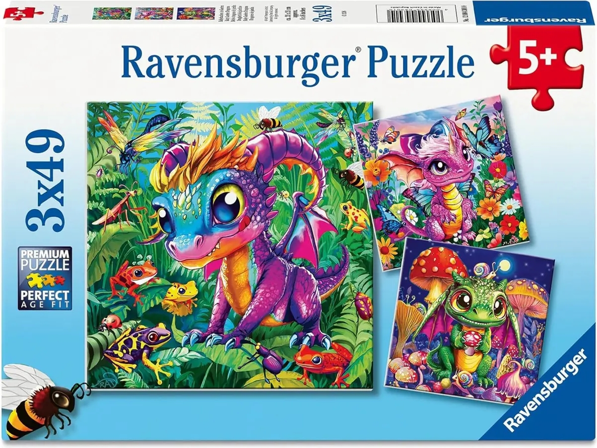 Ravensburger, Puzzle 3x49: Smocze maluchy (12004301)