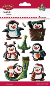 Naklejki wypukłe 7 szt. - pingwiny, sowy (MDM-XMASS PING)