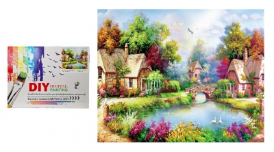 <img src='https://webimage.pl/pics/411/7/d5902496207411U1365.jpg' style='height:440px' /> Malowanie po numerach Domki nad wodą