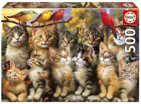 Puzzle 500 Kocięta i ptaki