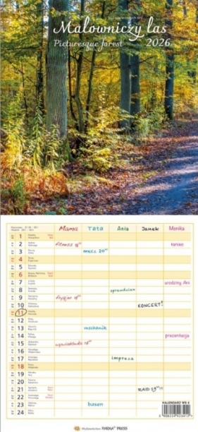 Kalendarz 2026 wieloplanszowy wąski - Malowniczy..