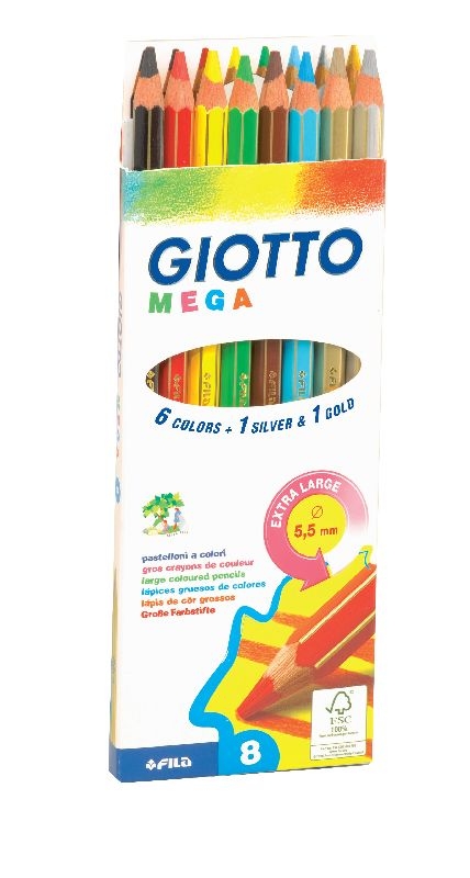 Kredki grube ołówkowe Giotto, 8 kolorów