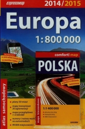 Europa atlas samochodowy 1:800 000 + laminowana mapa kieszonkowa Polski 1:1 400 000 - <br />