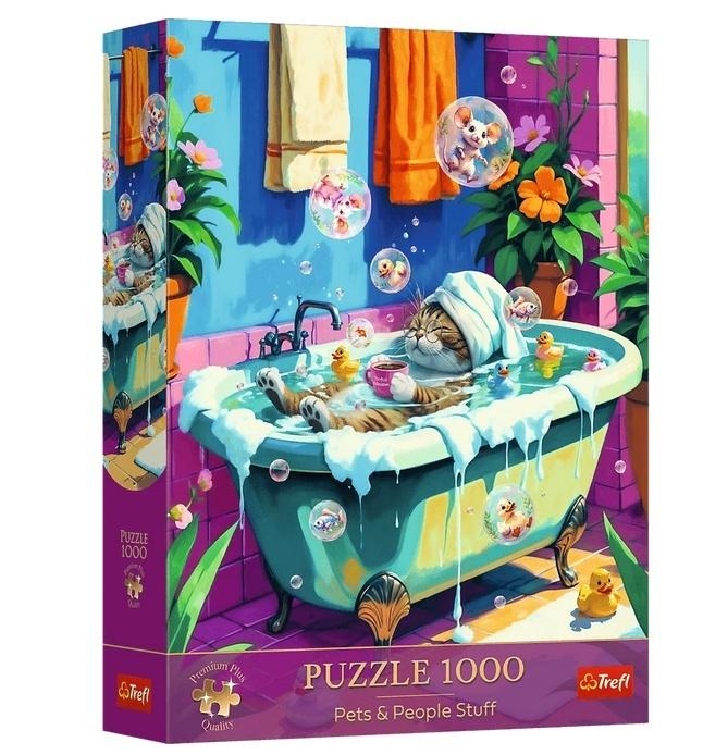 <img src='https://webimage.pl/pics/414/1/d5900511121414.jpg' style='height:440px' /> Puzzle Premium Plus 1000 Miau, Relaks, Powtórz