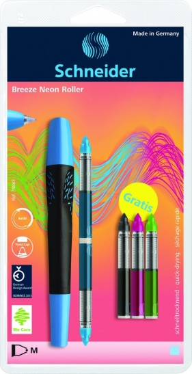 Pióro kulkowe SCHNEIDER Breeze NEON M niebieskie/czarne + 5 x kartridż blister (SR78883)