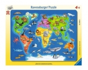 Puzzle ramkowe 30: Mapa Świata Zwierząt (6641)