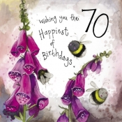 Karnet Urodziny 70 S432 Kwiaty i pszczoły