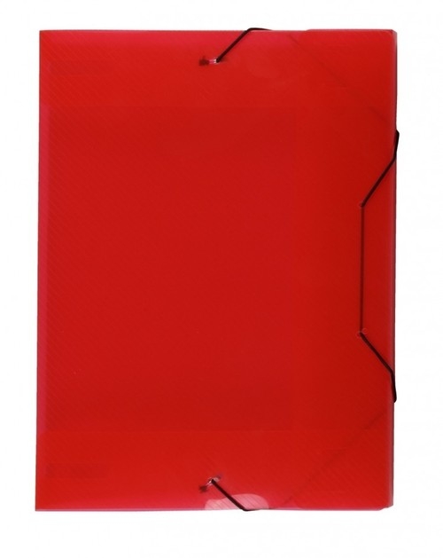 Teczka z gumką pudło czerwona transparentna
