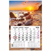 Kalendarz 2026 jednodzielny główka płaska Bałtyk