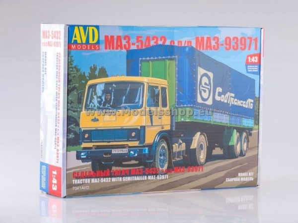 MAZ-5432(old) Tractor Truck with Semitrailer MAZ-93971 model kit (7041AVD)
